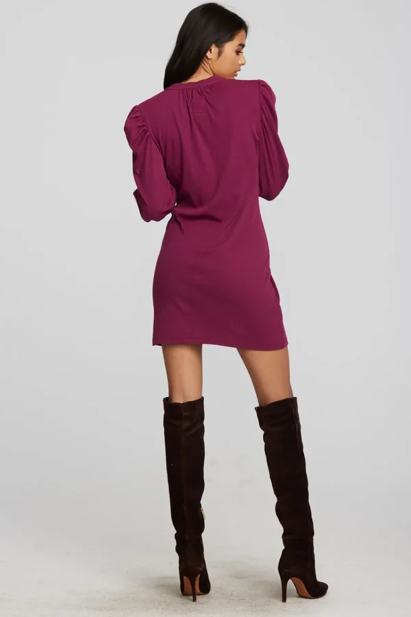 Outlet Recycled Vintage Rib Mini Dress With Deep V And Pearl Snaps Women Dresses