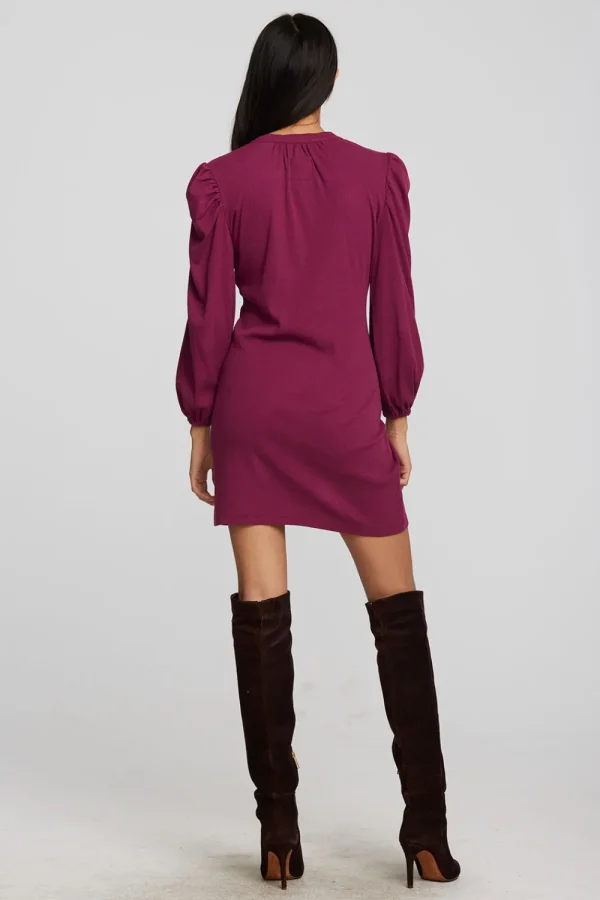 Outlet Recycled Vintage Rib Mini Dress With Deep V And Pearl Snaps Women Dresses