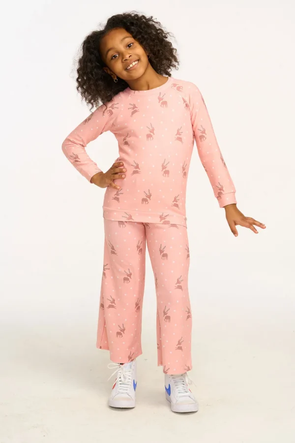 Fashion Reindeer Snow Wide Leg Pants Kids Girls