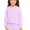 Clearance Semi Cropped Shirred Hoodie Pullover Kids Girls