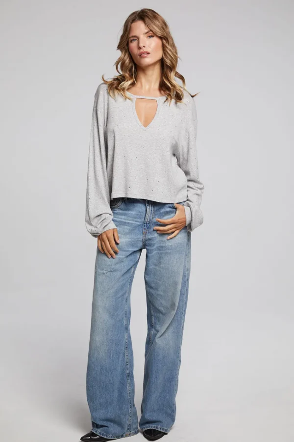Best Servinoo Heather Grey Long Sleeve Women Loungewear | Tops