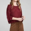 New Shine Wine Red Tee Women Loungewear | Tops