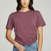 Outlet Short Sleeve Crew Neck Shirred Side Tee Women Tops