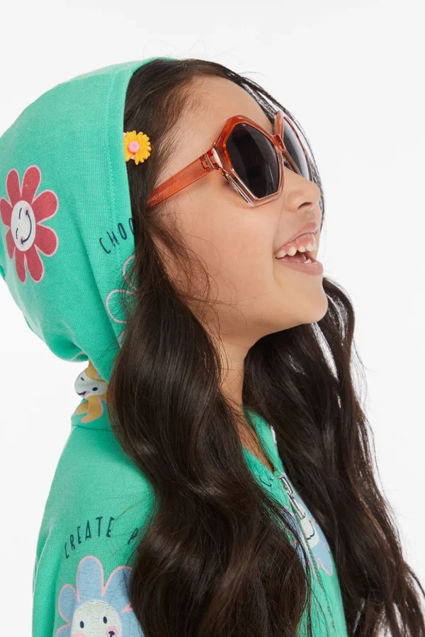 Shop Smiley Flower Girls Zip-up Hoodie Kids Girls