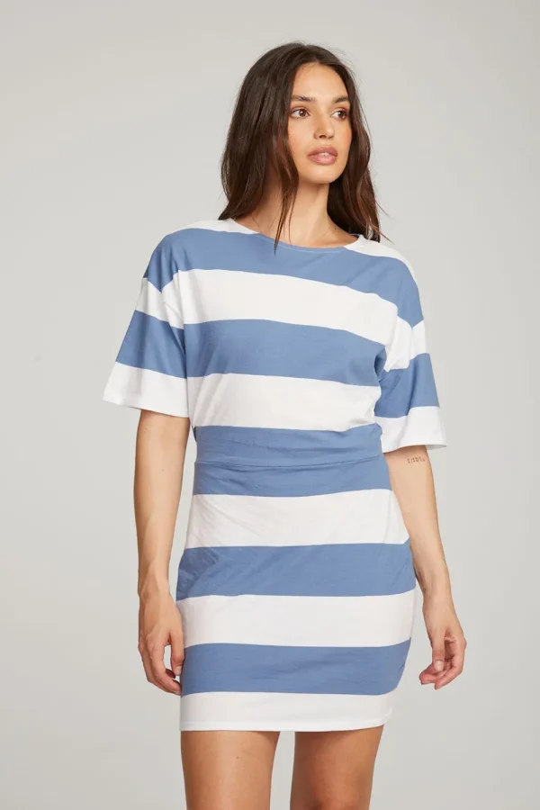 Best Sale Villa Vintage Blue Stripe Mini Dress Women Loungewear | Dresses