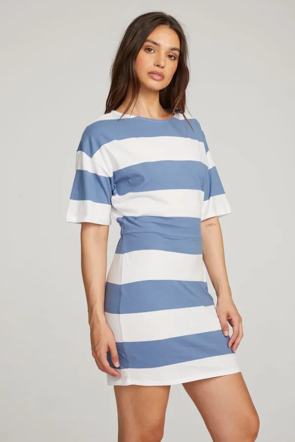 Best Sale Villa Vintage Blue Stripe Mini Dress Women Loungewear | Dresses