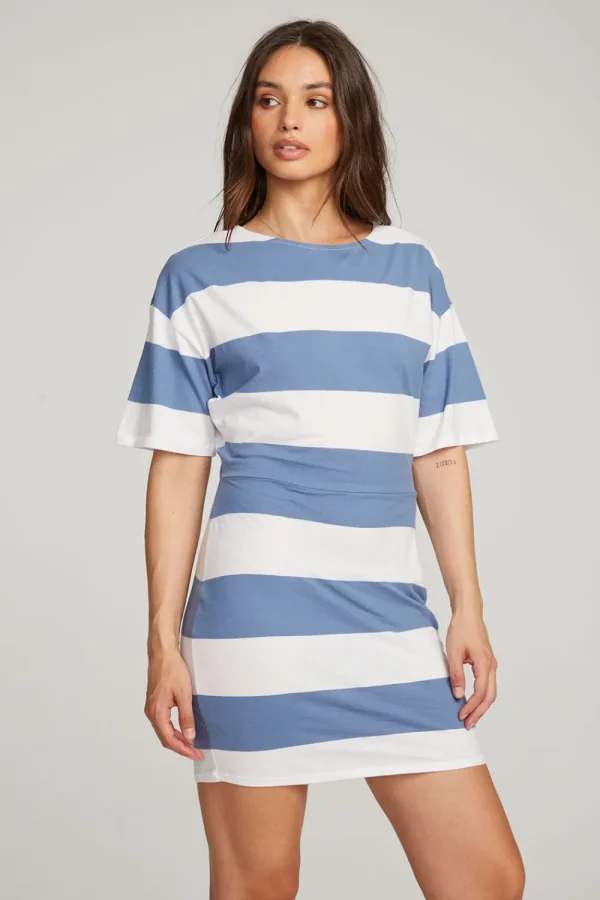 Best Sale Villa Vintage Blue Stripe Mini Dress Women Loungewear | Dresses