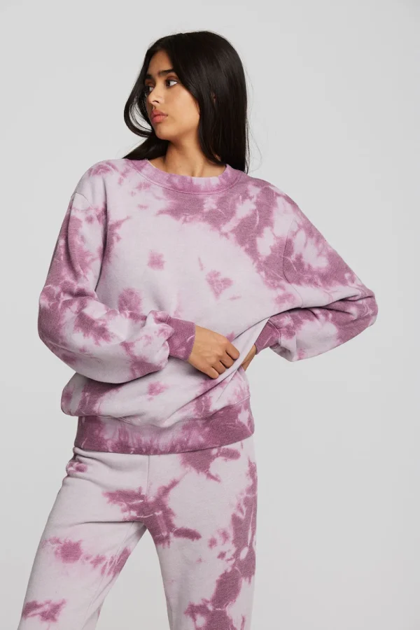 Online Zuma Cotton Terry Crewneck Pullover With Distressed Detail Long Sleeve Women Loungewear | Tops