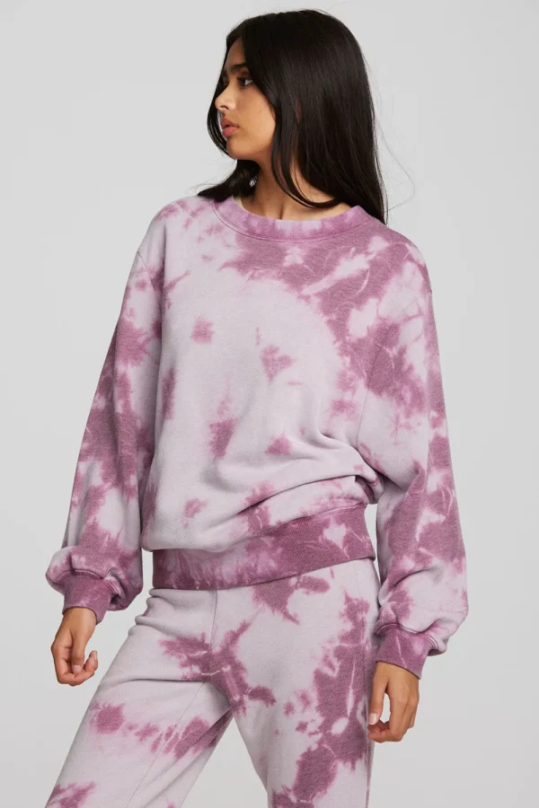 Online Zuma Cotton Terry Crewneck Pullover With Distressed Detail Long Sleeve Women Loungewear | Tops