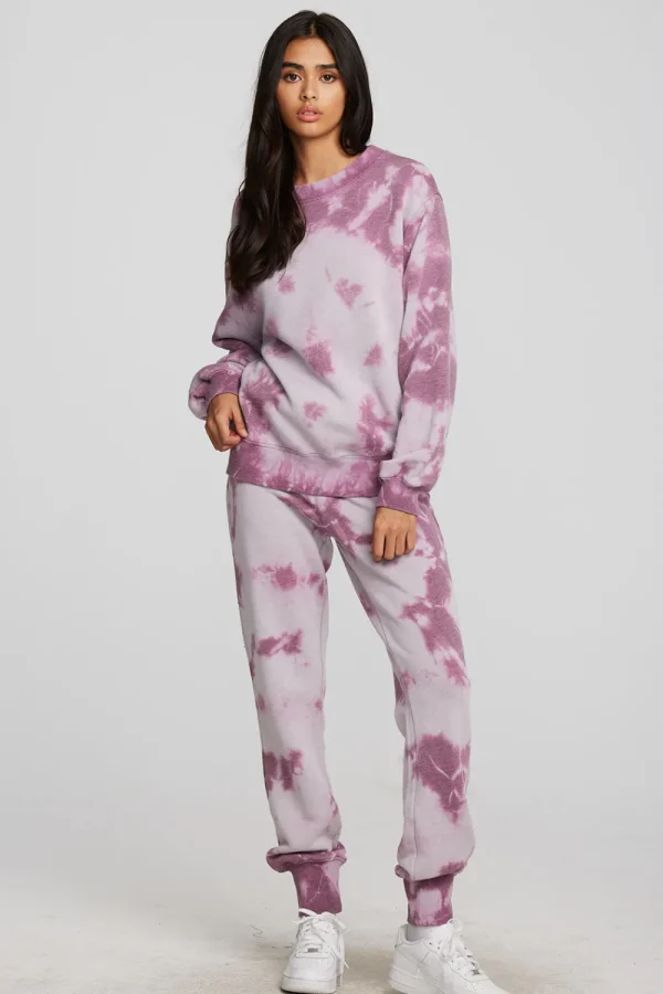 Online Zuma Cotton Terry Crewneck Pullover With Distressed Detail Long Sleeve Women Loungewear | Tops